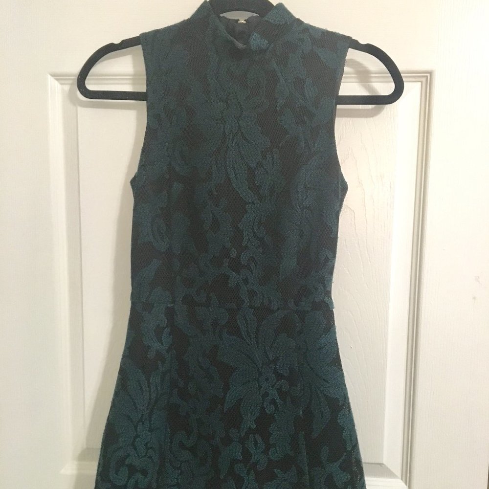 Green Lace Fit and Flare Dress